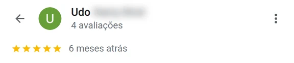 Avaliação de 5 estrelas no Google deixada por Udo para a Específico Quiropraxia em Florianópolis, sem comentário escrito